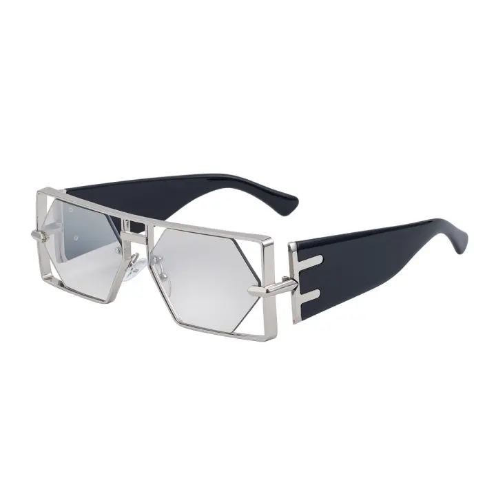 Gafas de sol cuadradas huecas de moda 2025 para hombre, personalidad, montura de metal de alta calidad, resistentes al sol. - 1
