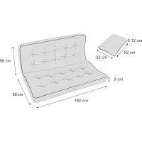 Cojines de Asiento y Respaldo Impermeables Diseño Acolchado y Correas 100 cm Marrón - details 15