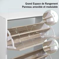 Mueble zapatero de 12 pares - Estantería de gran capacidad para vestíbulo o pasillo - (ancho) 60 x (profundidad) 24 x (alto) 80 cm - Madera clara blanca - details 64