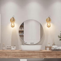 Goeco-Lámpara de Pared industrial Vintage, 2 piezas, E27, Apliques de Madera ajustables, Iluminación Interior para Pasillo, Baño, Hogar - details 1