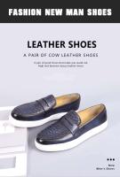 Zapatos informales de cuero para hombre con punta redonda de piel de vaca para otoño, nuevos zapatos de moda con patrón sólido para hombre - details 6