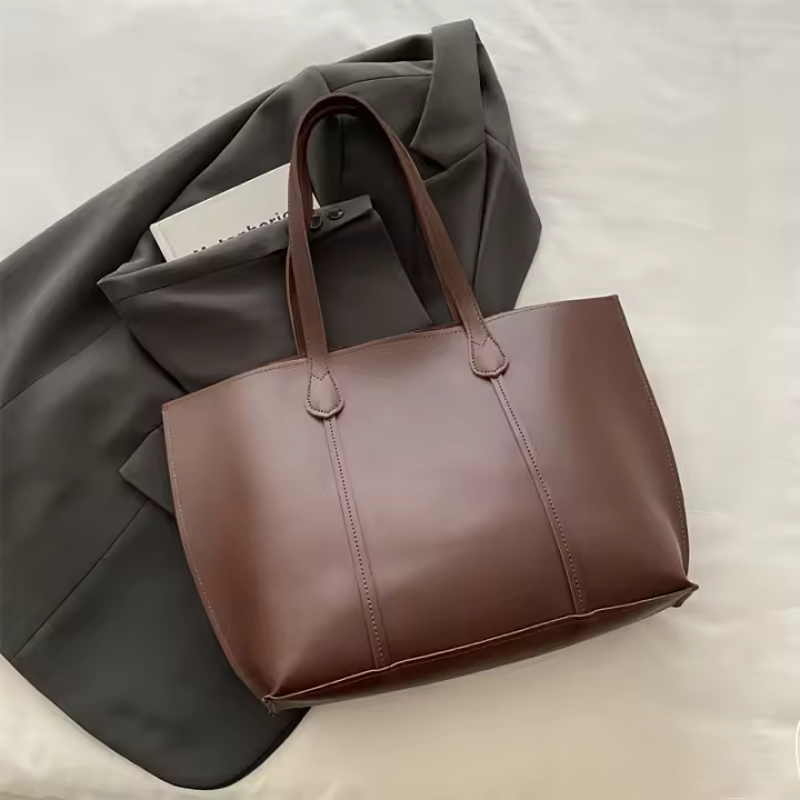 Bolso de otoño/invierno para mujer 2024 nueva edición coreana bolso de mano de cuero suave de gran capacidad Simple de moda bolso de hombro empalmado de moda - 1