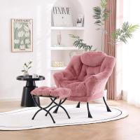 Silla perezosa con otomana, silla moderna con reposabrazos y bolsillo lateral, sillón de lectura con reposapiés para espacios pequeños, color verde afelpado - details 30