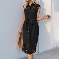 Explosión de verano, gran oferta, nuevo vestido de color sólido con solapa de estilo chino para mujer - details 3
