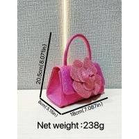Bolso Messenger de Cuadrado Pequeño con Cadena de Flor Rosa de Diamantes de Imitación Brillantes - details 0
