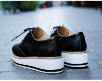 Zapatos de cuero genuino de alta calidad para mujer, zapatos Derby planos Brogue informales, zapatos Oxford formales Retro Brock para mujer - details 20