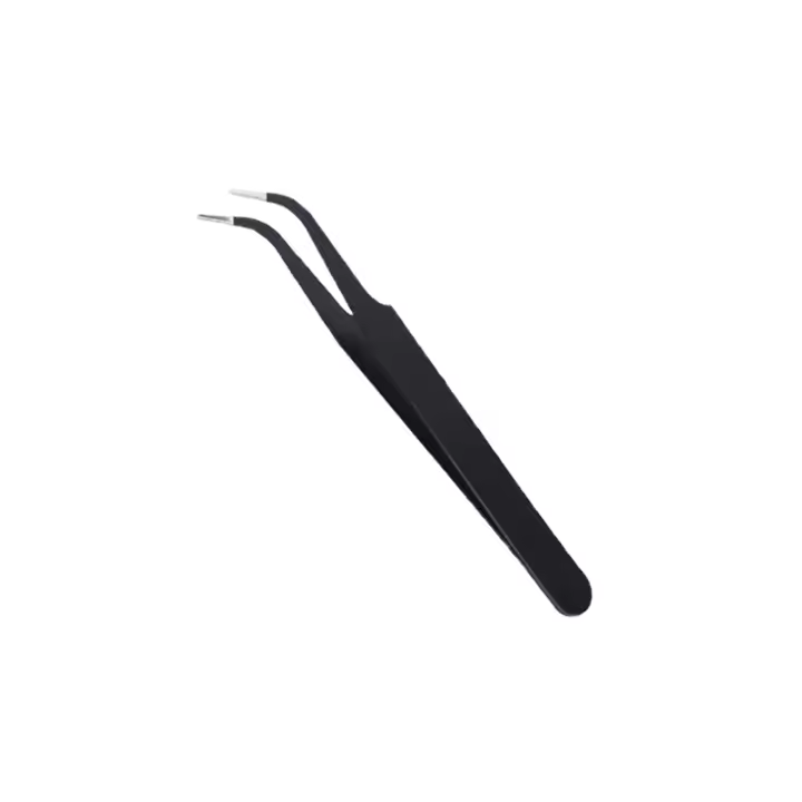 Pinzas negras de acero inoxidable, herramienta de recolección de diamantes de imitación, pestañas postizas, pinzas rectas curvas sólidas para cejas, herramienta de reparación de Arte de uñas - 1