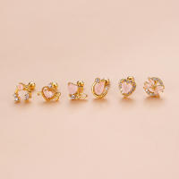 Pendientes coreanos de acero inoxidable para mujer, Piercing para la oreja de zirconia, 2 piezas, exquisitos pendientes de serpiente para el cartílago, joyería para el cuerpo, regalo - details 2