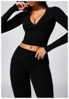 Traje deportivo cansado, prenda versátil de manga larga, secado rápido, pantalones acampados para yoga, correr, Fiess, ropa exterior - details 16