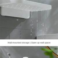 Canal de drenaje para baño, pequeños accesorios blancos, estante de baño montado en la pared no perforado, escape de productos de lavado - details 3