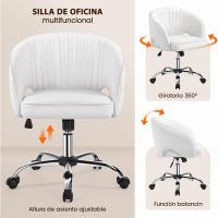 Silla de Oficina de Terciopelo Ruinas Giratorias de 360° Ajustable en Altura - details 44