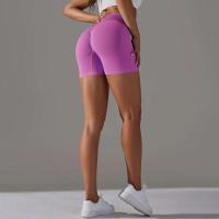 Crossover mujeres deporte gimnasio entrenamiento correr cintura alta Yoga Push Up cadera sin costuras Fiess Shorts - details 41