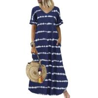 Vestido largo estampado con cuello en v para mujer, Verano - details 5