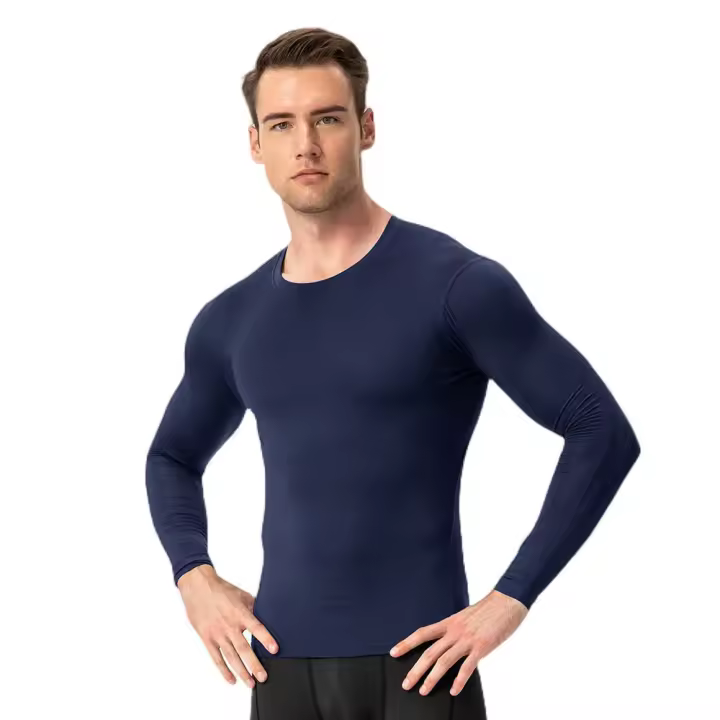 Camiseta de compresión de manga larga para hombre, moldeador de cuerpo ajustado y capa base, ropa de gimnasio para hombre - 1