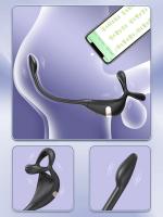 Anillo masajeador de próstata 2 en 1 para hombres, vibrador, juguete sexual, aplicación Gay, tapón Anal, perineo, estimulador Masculino - details 3