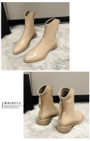 Nuevas botas de vaquero occidentales puntiagudas con boca en v, botas cortas blancas de tacón grueso - details 9