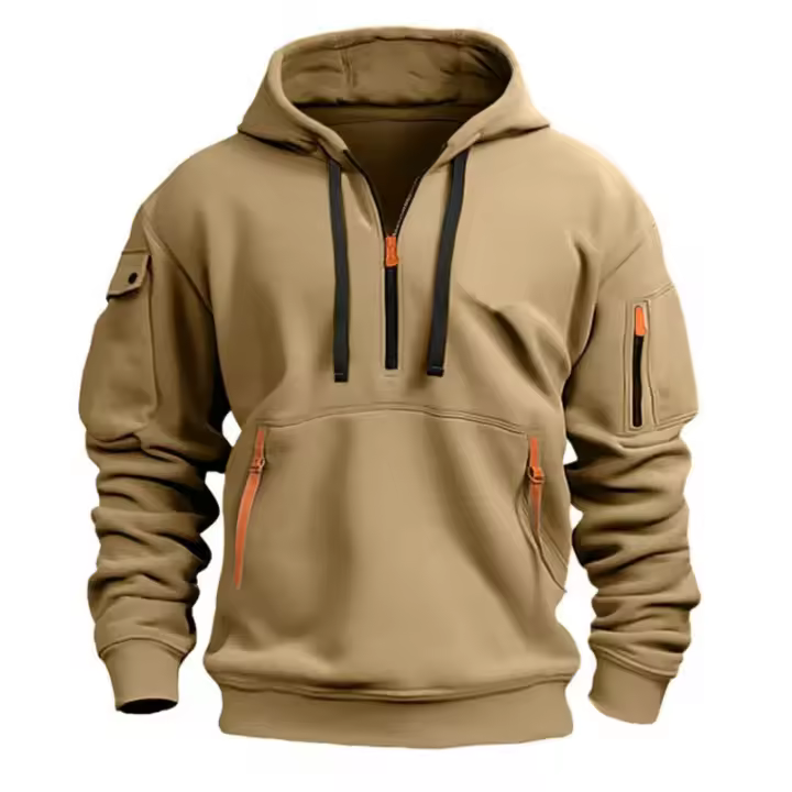 Sudadera con capucha personalizada con múltiples bolsillos para hombre, holgada, cómoda, informal y deportiva - 1