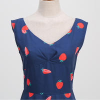 Vestido de mujer primavera/verano, verde, fresco, lindo, vestido estampado de fresas - details 9