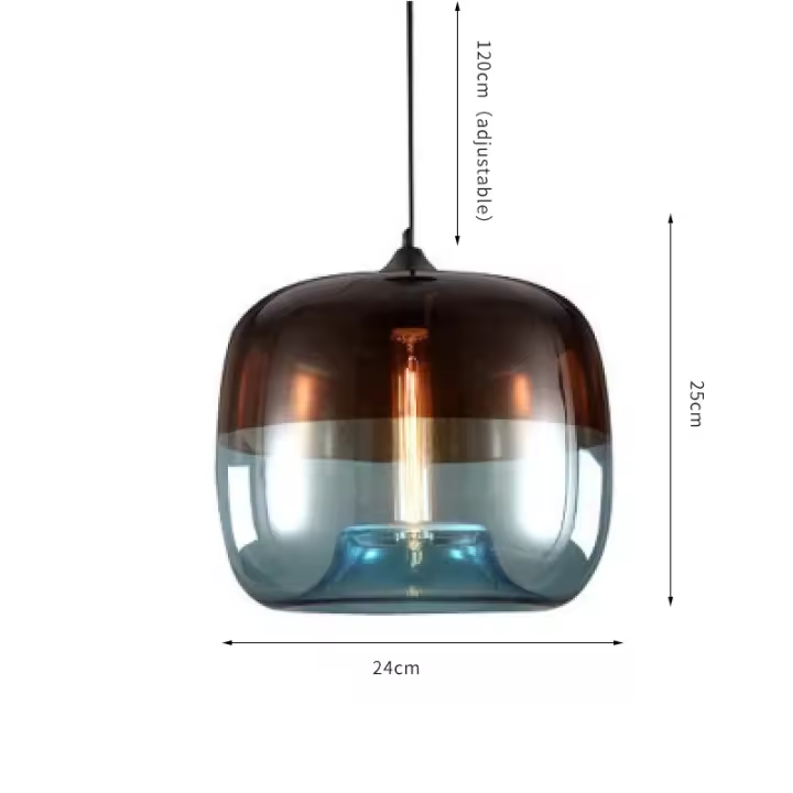 Lámpara colgante VINTAGE con pantalla de cristal, lámpara colgante de comedor ART DECO, lámpara colgante de barra, lámpara de techo, candelabro de cocina, lámpara de techo - 1