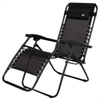 Silla Deportiva Portátil Gravedad Cero Negro, Con Almohada y Reposapiés - details 0