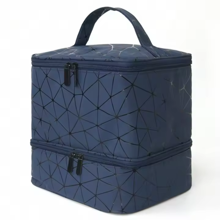 Organizador de esmalte de uñas de doble capa con capacidad para 30 botellas, Kit de uñas de cuero PU, Estuche de transporte de mano de gran capacidad - 1