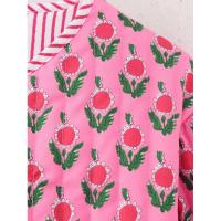 BUNO-Nueva chaqueta informal de algodón acolchada con estampado floral y cuello redondo para mujer, abrigo elegante de manga larga con botones y abertura - details 5