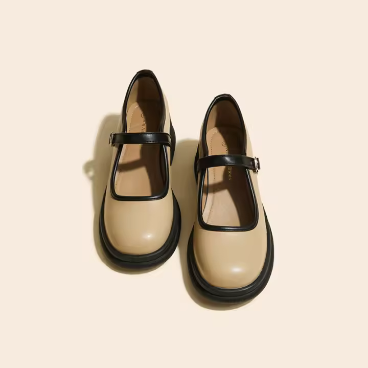 Nuevo Four Seasons Commuter francés boca ligera plataforma tacón zapatos de las mujeres británico pequeño zapatos de cuero - 1