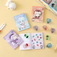 Genshin Impact Stamp Barbatos Klee Qiqi Raiden Shogun Kaedehara Kazuha Keqing Ganyu notebook gift box set, Juego de 3 piezas - details 0