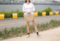 Bolsos de paja con forma de luna para mujer, bolso de mimbre tejido Vintage hecho a mano, ideal para playa, Verano - details 6