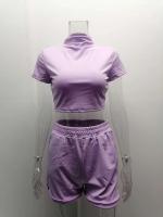 Conjunto de Pantalones Cortos Delgados de Moda Verano 2024 Top Corto Ajustado de Color Sólido y Shorts Estilo Callejero para Mujeres - details 7
