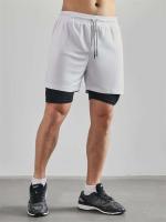 Pantalones de Entrenamiento de Correr 2-en-1 para Hombres Pocket para Teléfono, Toalla, Tres Piezas de Moda Deportiva - details 6