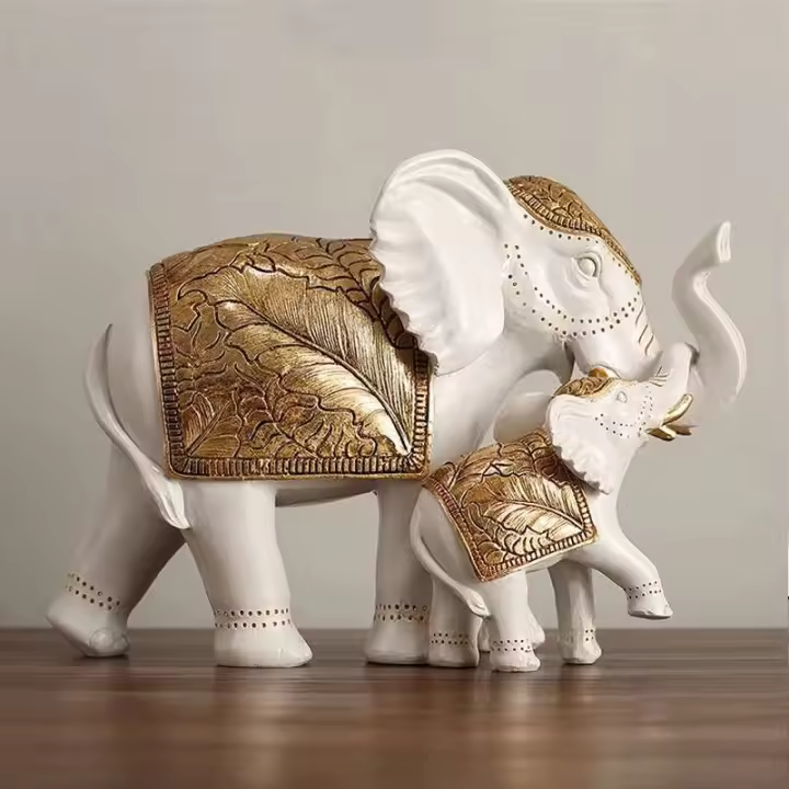 Estatua de resina, estatuilla de elefante, estante de escultura, mesa de escritorio para habitación, decoración de estantería para el hogar y la Oficina, regalo de Navidad de inauguración de la casa - 1