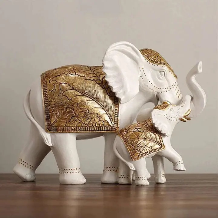 Estatua de resina, estatuilla de elefante, estante de escultura, mesa de escritorio para habitación, decoración de estantería para el hogar y la Oficina, regalo de Navidad de inauguración de la casa - 1
