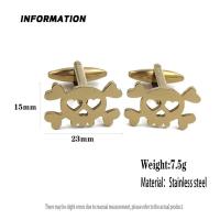 Gemelos huecos de acero inoxidable chapados en oro de 18 quilates con interesantes calaveras de estilo punk, botones plateados en camisas francesas, TRE - details 5