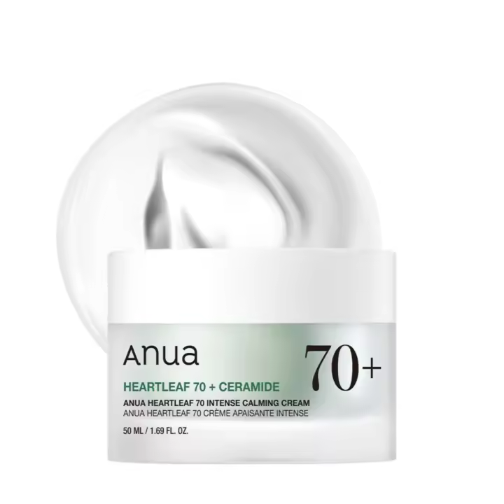 Anua Heartleaf 70 Crema calmante coreana, que contiene ceramida, pantenol y extracto de hoja de corazón 50 ml/1,69 fl. Oz - 1