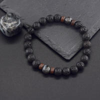 Pulsera de piedra de Lava para hombre, cuentas de piedra lunar de labradorita Natural, pulsera de Buda tibetano, pulsera difusora de aceite de Chakra, joyería para hombre - details 3
