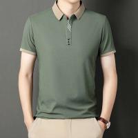 Polo de manga corta de moda de color sólido para hombre, top cómodo informal de verano para negocios - details 12