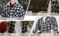 MAGCOMSEN Hombres Plaid Camisas de franela de algodón de manga larga Camisa Casual Button Down Camisas de lana con 2 bolsillos - details 3