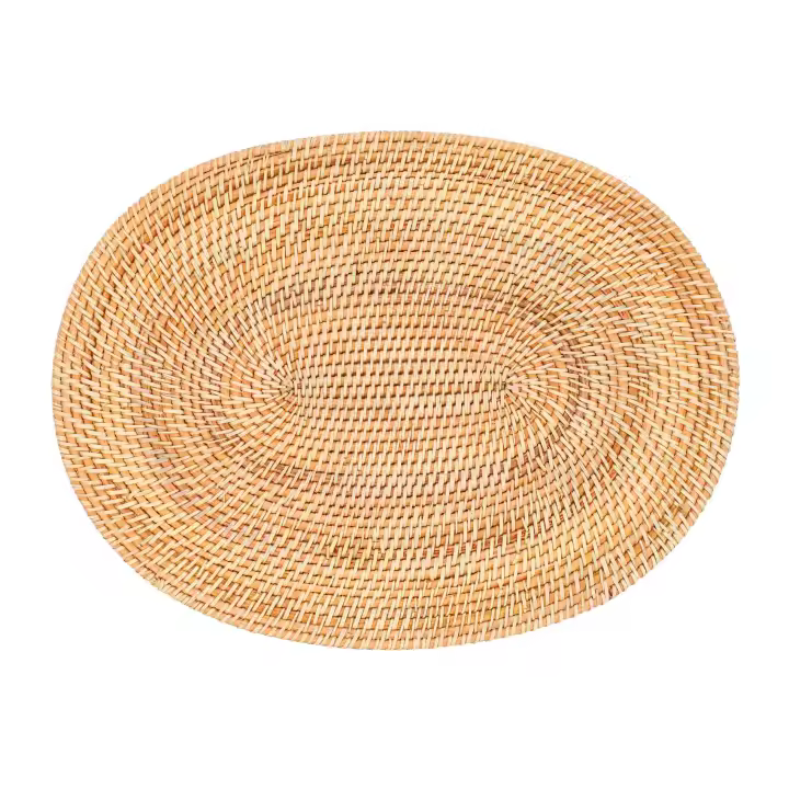 Mantel Individual de ratán ovalado, tejido a mano de ratán Natural, accesorios para la ceremonia del té, adecuado para comedor, cocina, Etc., 2 uds. - 1