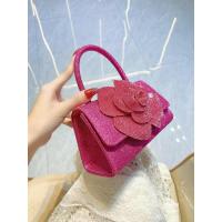Bolso Messenger de Cuadrado Pequeño con Cadena de Flor Rosa de Diamantes de Imitación Brillantes - details 2