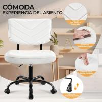 Oficina Ergonómica con Ruedas, Piel Sintética, Escritorio sin Brazos con Altura Ajustable Estudio y Dormitorio, Color Blanco - details 6