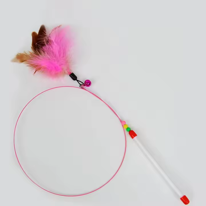 Juguetes de Gato de Alambre de Acero Pluma Interactiva para Gatito 2pcs con Cuentas y Campanillas - 1