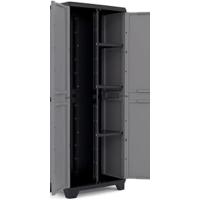 Estilo Alto | Amario Alto de almacenaje | resina | 2 Puertas y 3 baldas Regulables en Altura | Color Gris/Negro | 173 x 68 x 39 cm - details 12