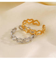 Wency-Anillos minimalistas de corazón hueco para mujer, sortija ajustable de acero inoxidable, joyería de fiesta, regalo 2024 - details 3