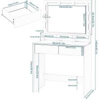 Luz LED y Espejo Gran Mesa Tocador con 2 Cajones y 3 Compartimentos Abiertos Mueble Dormitorio Estilo Morno - details 6