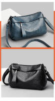 Bolso de hombro de gran capacidad de cuero suave de tres capas para mujer, cruzado, multifuncional - details 1