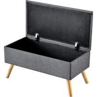 Pie Tapizado Banqueta con Almacenamiento Asiento Abatible hasta 150 kg MDF/Poliéster Patas de Madera 79 x 40 x 40 cm Gris Oscuro - details 3