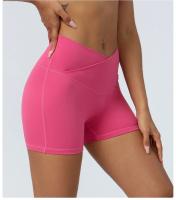 Pantalones cortos ajustados de cintura cruzada, Shorts de secado rápido para gimnasio, Yoga, levantamiento de cadera, elásticos, cintura alta, correr, Fitness - details 8