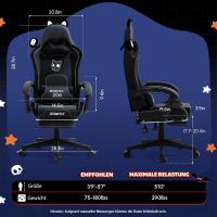 Silla de juego para ordenador, diseño ergonómico, con respaldo alto, soporte lumbar, reposapiés, piel sintética - details 23