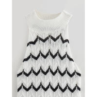 BUNO-Verano estilo europeo y americano mujer Casual rayas cuello alto sin mangas tejido chaleco vestido temperamento falda ajustada - details 2